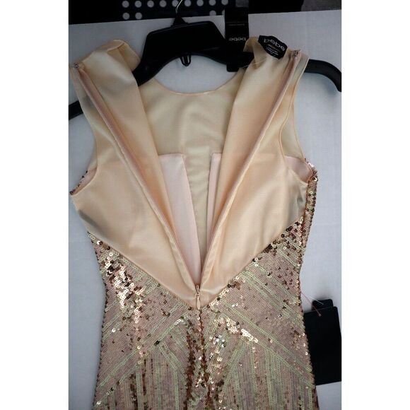 bebe Women's Sz Small Rose Gold Geo-Sequin Blocked Mini Body Con Dress - Picture 8 of 11